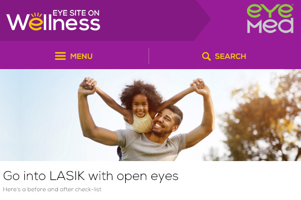 Screenshot of the eyesite on wellness website.